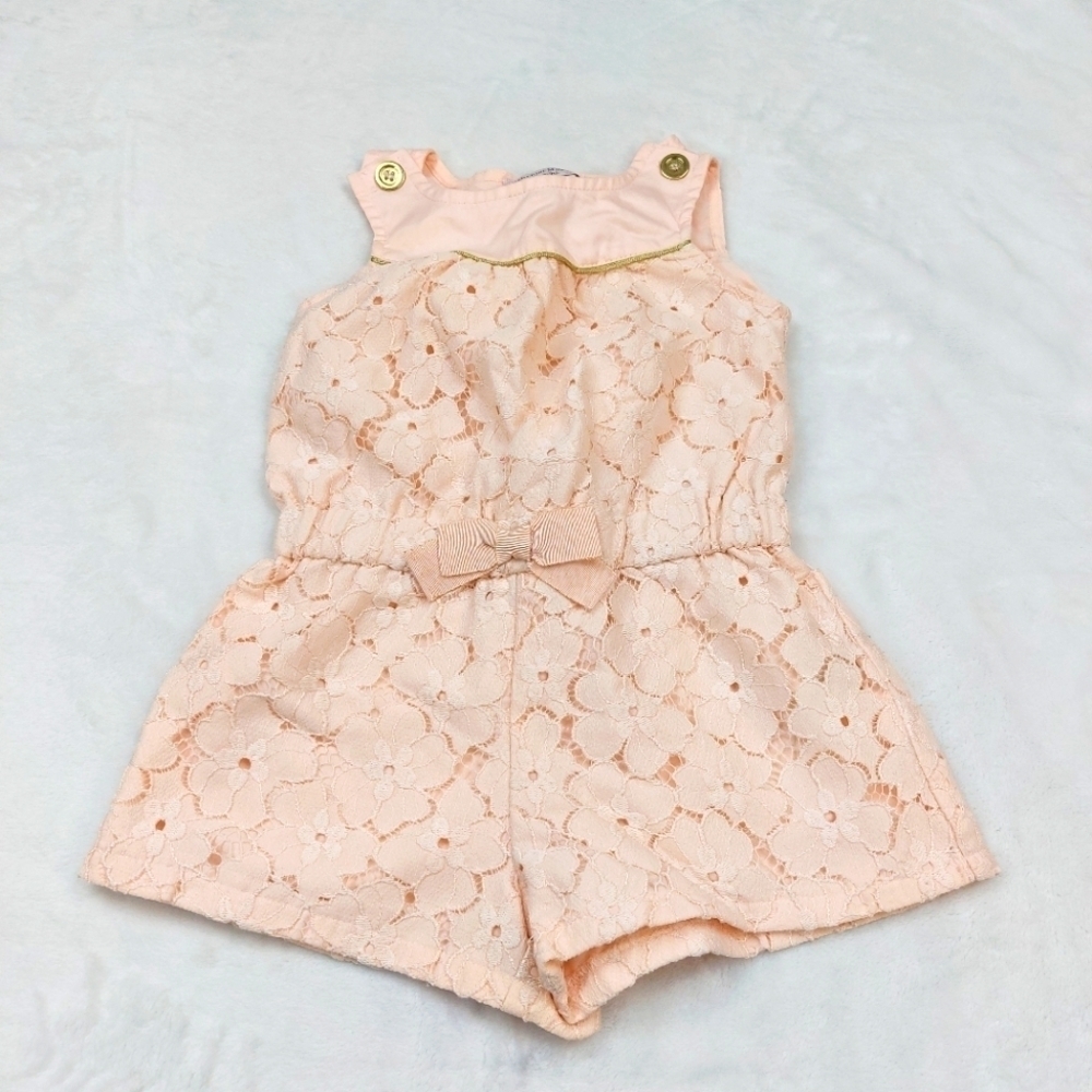 CATHERINE MALANDRINO MINI PINK FLORAL LACE ROMPER SIZE 2T